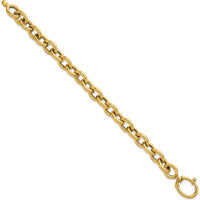 14K Yellow Gold Polished Fancy Cable Link Bracelet - 7.25" Length by 0