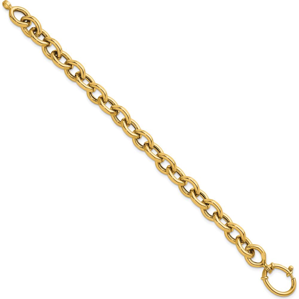 14K Yellow Gold Polished Fancy Cable Link Bracelet - 7.25" Length by 0