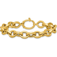 14K Yellow Gold Polished Fancy Cable Link Bracelet - 7.25" Length by 0