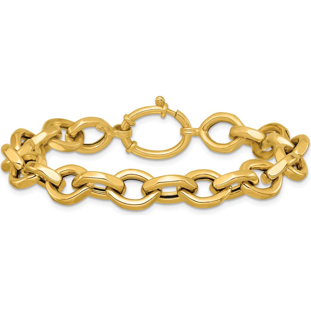 14K Yellow Gold Polished Fancy Cable Link Bracelet - 7.25" Length by 0