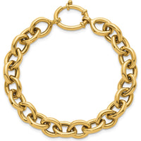 14K Yellow Gold Polished Fancy Cable Link Bracelet - 7.25" Length by 0