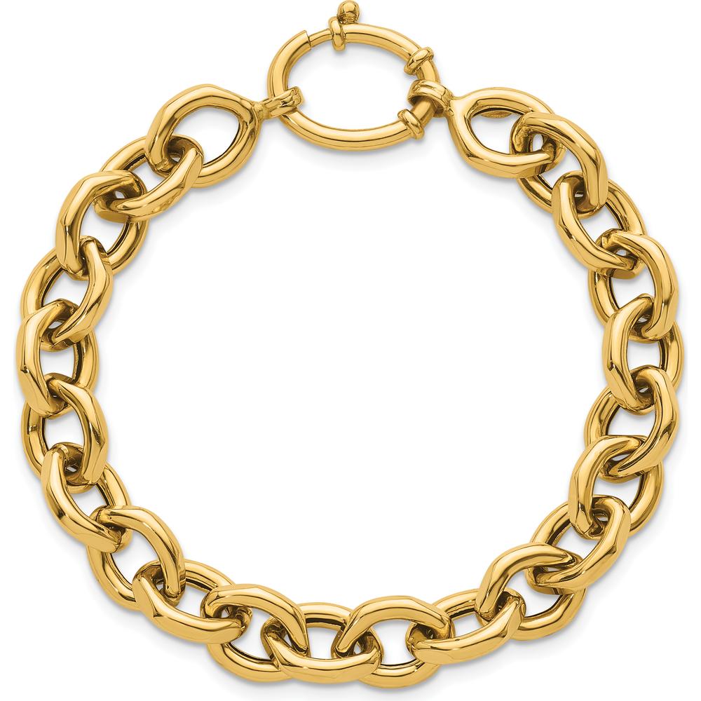 14K Yellow Gold Polished Fancy Cable Link Bracelet - 7.25" Length by 0