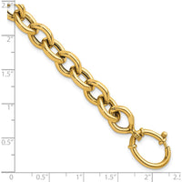 14K Yellow Gold Polished Fancy Cable Link Bracelet - 7.25" Length by 0