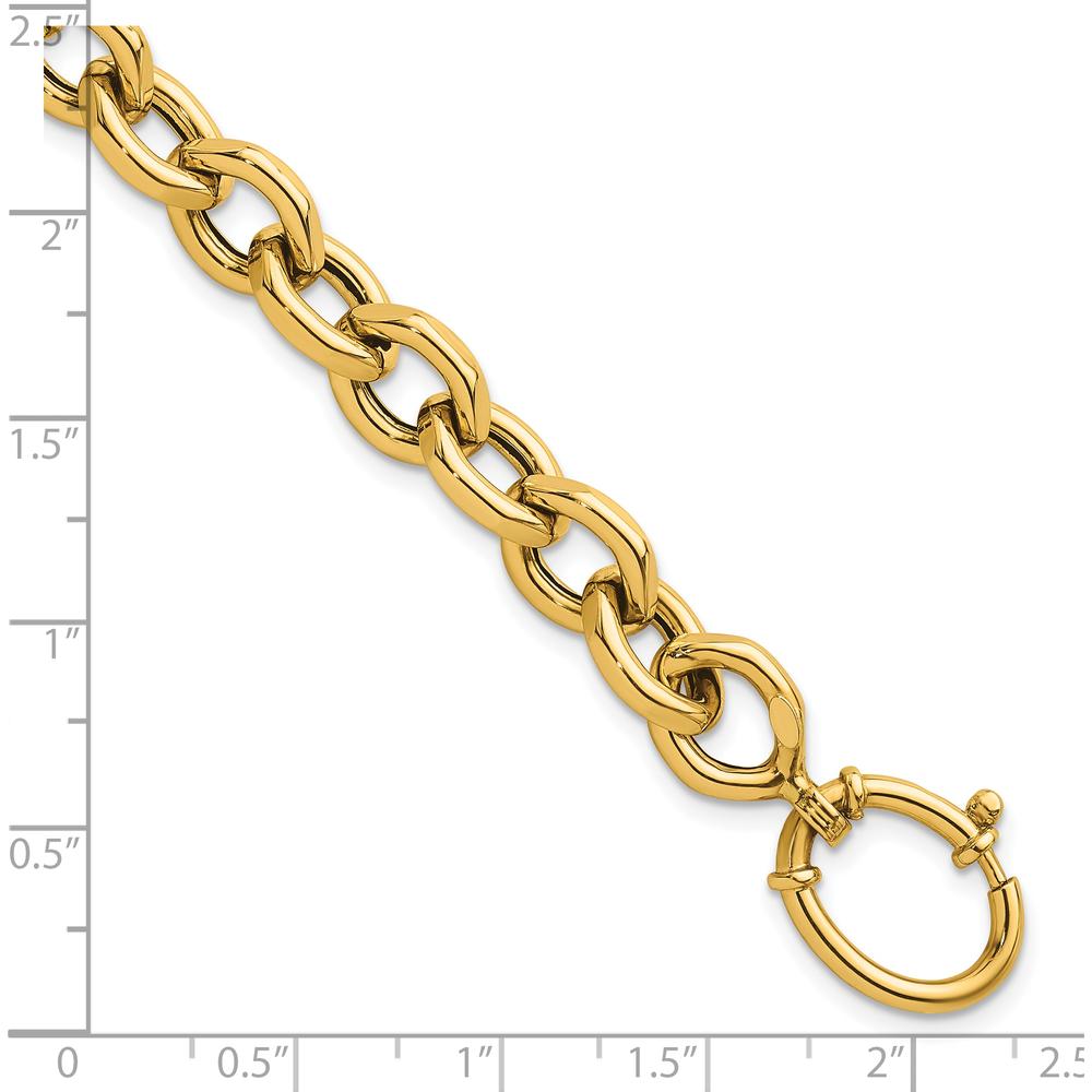14K Yellow Gold Polished Fancy Cable Link Bracelet - 7.25" Length by 0