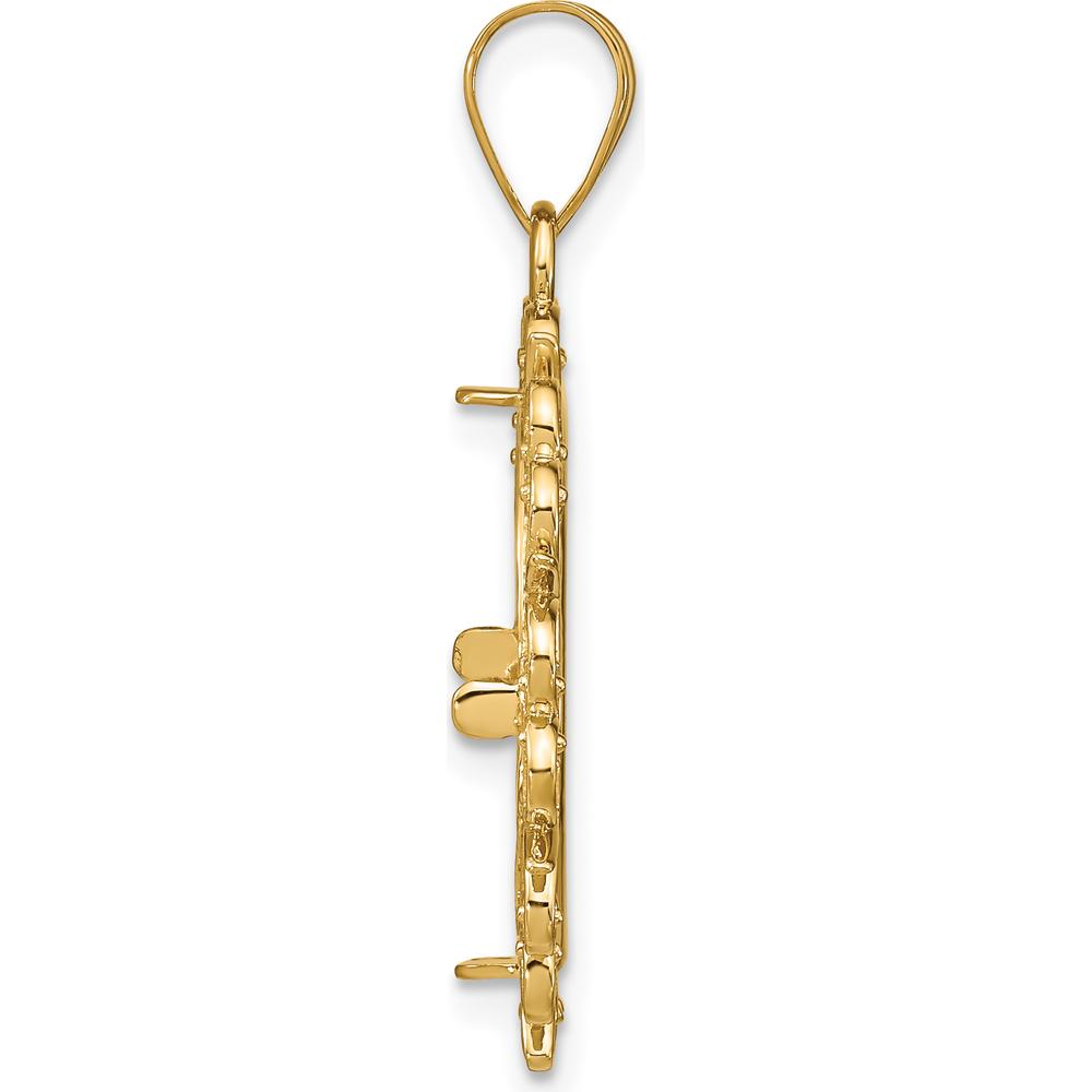 14K Yellow Gold Polished Fancy Coin Bezel Pendant - 30.6mm Total Length by Numis Coin Jewelry