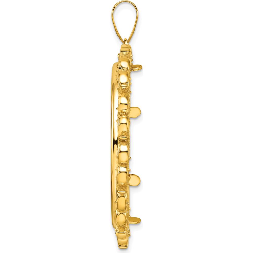 14K Yellow Gold Polished Fancy Coin Bezel Pendant for 1 oz. American Eagle Coin by Numis Coin Jewelry