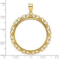 14K Yellow Gold Polished Fancy Coin Bezel Pendant for 1 oz. American Eagle Coin by Numis Coin Jewelry