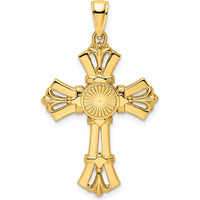 14K Yellow Gold Polished Fancy Cross Pendant - 38.9mm Length by Oro Pregiato