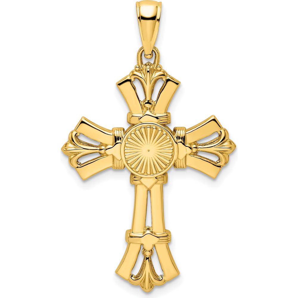 14K Yellow Gold Polished Fancy Cross Pendant - 38.9mm Length by Oro Pregiato