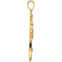 14K Yellow Gold Polished Fancy Cross Pendant - 38.9mm Length by Oro Pregiato
