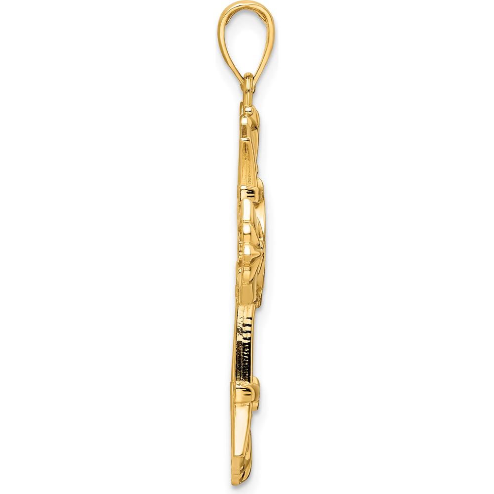 14K Yellow Gold Polished Fancy Cross Pendant - 38.9mm Length by Oro Pregiato