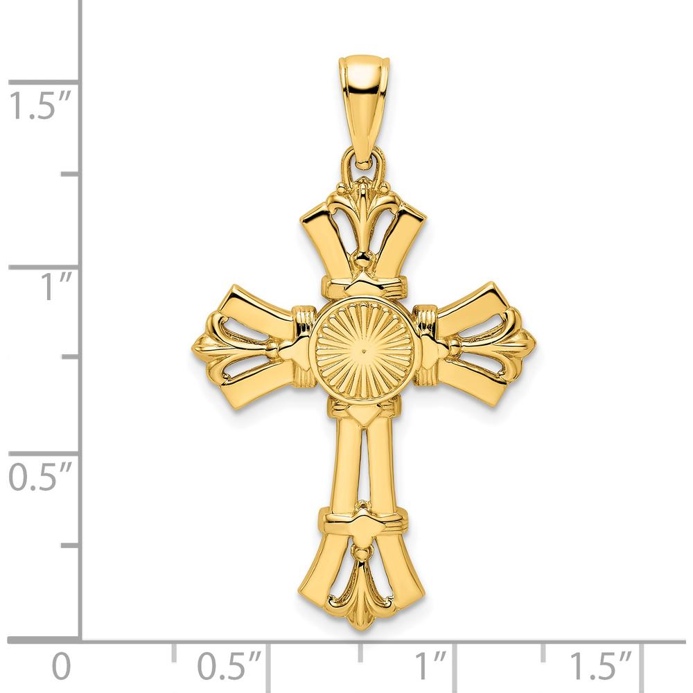 14K Yellow Gold Polished Fancy Cross Pendant - 38.9mm Length by Oro Pregiato