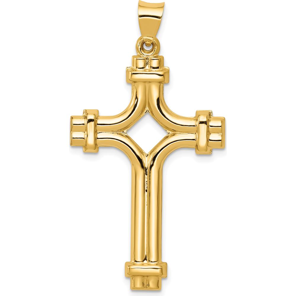 14K Yellow Gold Polished Fancy Cross Pendant - 40.39mm Length by Oro Pregiato