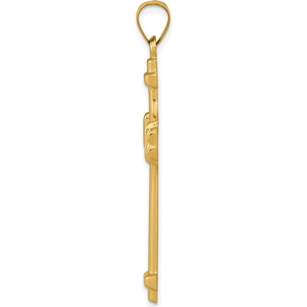 14K Yellow Gold Polished Fancy Cross Pendant - 40.39mm Length by Oro Pregiato
