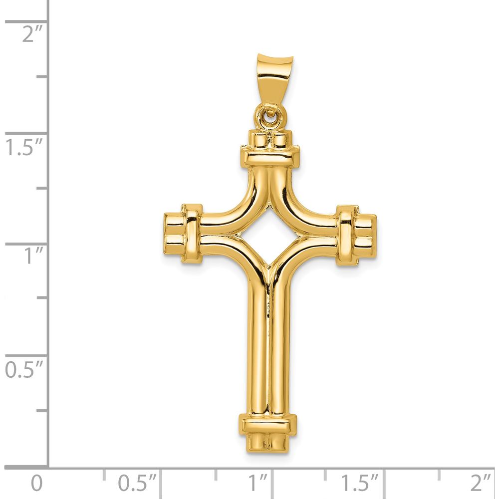 14K Yellow Gold Polished Fancy Cross Pendant - 40.39mm Length by Oro Pregiato