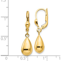 14K Yellow Gold Polished Fancy Dangle Leverback Earrings - Elegant Drop Design by Oro Pregiato