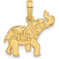 14K Yellow Gold Polished Fancy Decorated Elephant Charm - 19.5mm Length by Oro Pregiato