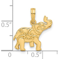 14K Yellow Gold Polished Fancy Decorated Elephant Charm - 19.5mm Length by Oro Pregiato