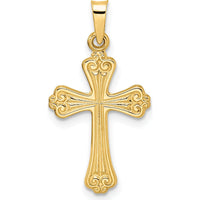 14K Yellow Gold Polished Fancy Design Cross Pendant 25.44mm Length by Oro Pregiato
