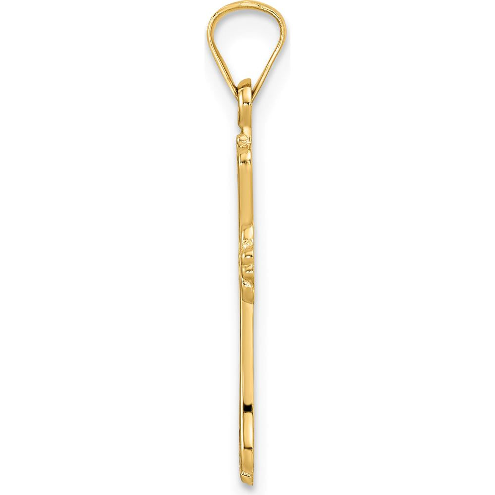 14K Yellow Gold Polished Fancy Design Cross Pendant 25.44mm Length by Oro Pregiato