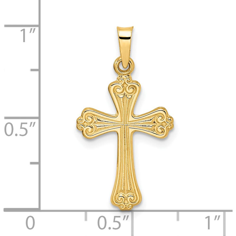 14K Yellow Gold Polished Fancy Design Cross Pendant 25.44mm Length by Oro Pregiato
