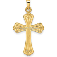 14K Yellow Gold Polished Fancy Design Cross Pendant - 31.55mm Length by Oro Pregiato