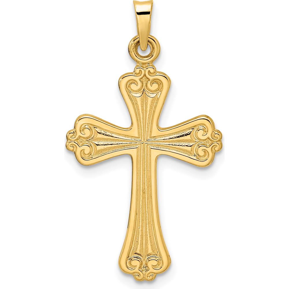 14K Yellow Gold Polished Fancy Design Cross Pendant - 31.55mm Length by Oro Pregiato