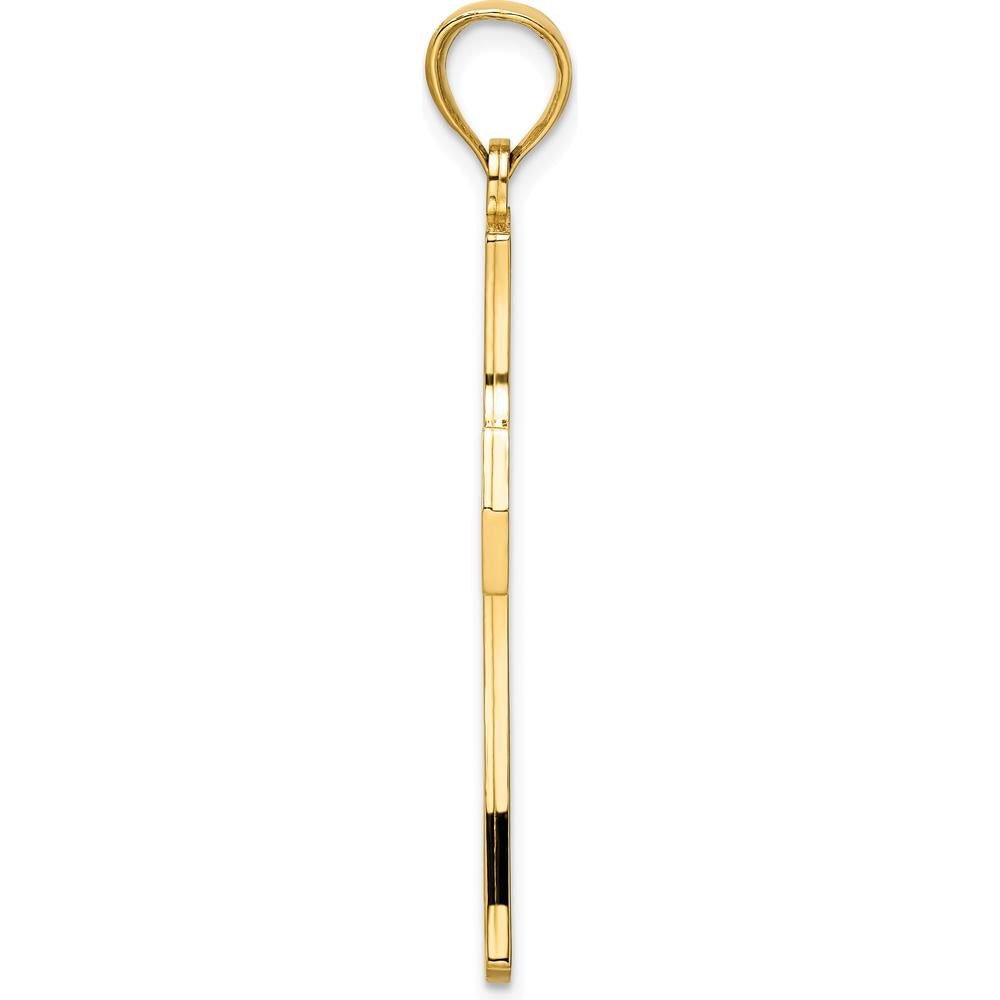 14K Yellow Gold Polished Fancy Double Cross Pendant - 45mm Length by Oro Pregiato