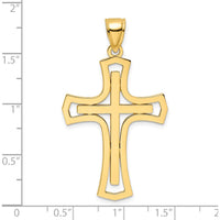 14K Yellow Gold Polished Fancy Double Cross Pendant - 45mm Length by Oro Pregiato