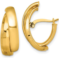 14K Yellow Gold Polished Fancy Double J-Hoop Earrings - 21.3mm Length, 8mm Width by 0