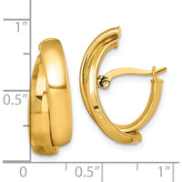 14K Yellow Gold Polished Fancy Double J-Hoop Earrings - 21.3mm Length, 8mm Width by 0