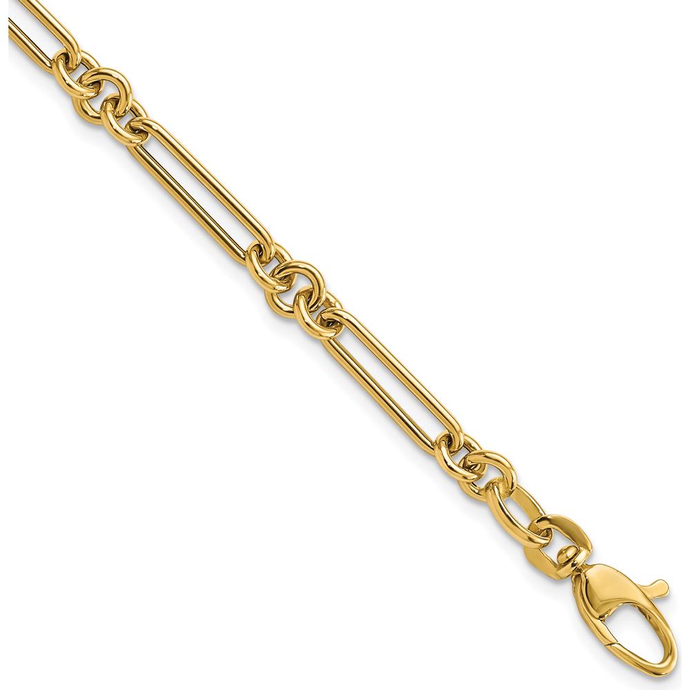14K Yellow Gold Polished Fancy Figaro Link 7.5" Bracelet by 0