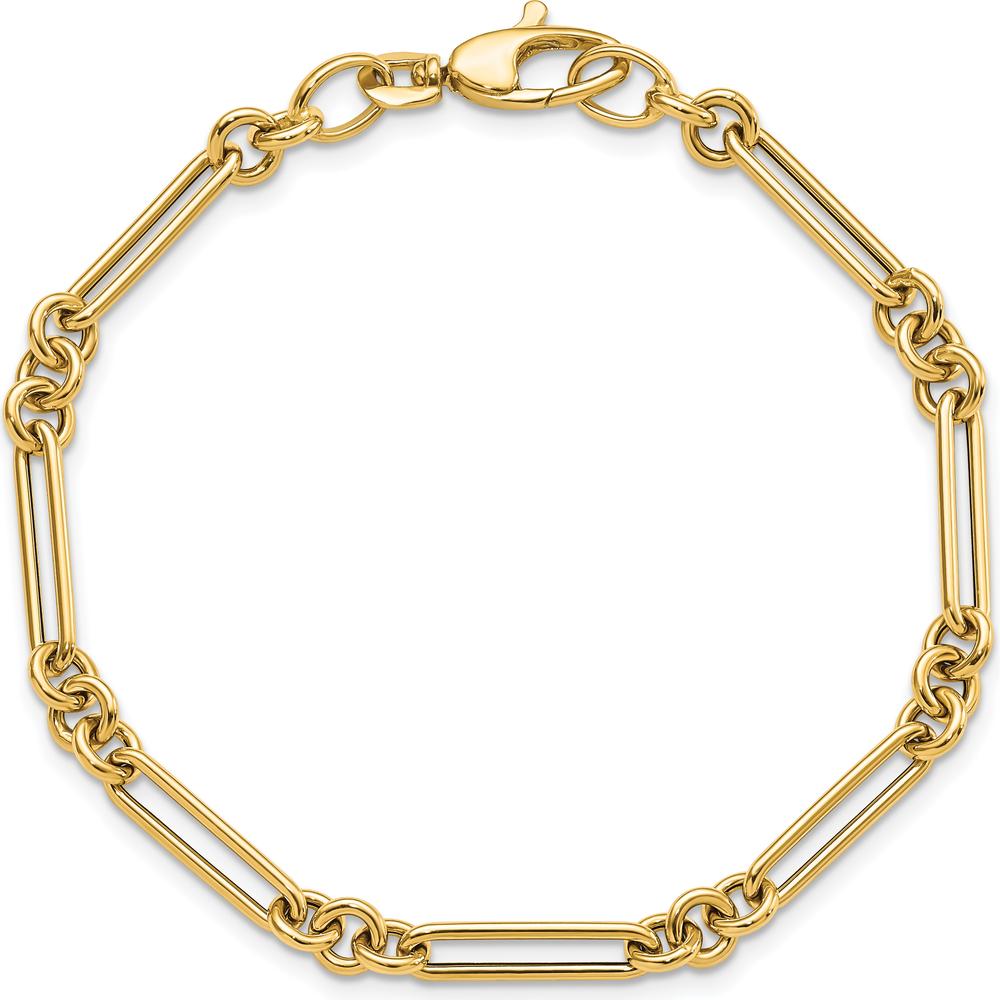14K Yellow Gold Polished Fancy Figaro Link 7.5" Bracelet by 0