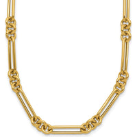 14K Yellow Gold Polished Fancy Figaro Link Necklace - 17.5" by 0