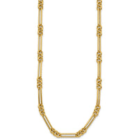 14K Yellow Gold Polished Fancy Figaro Link Necklace - 17.5" by 0