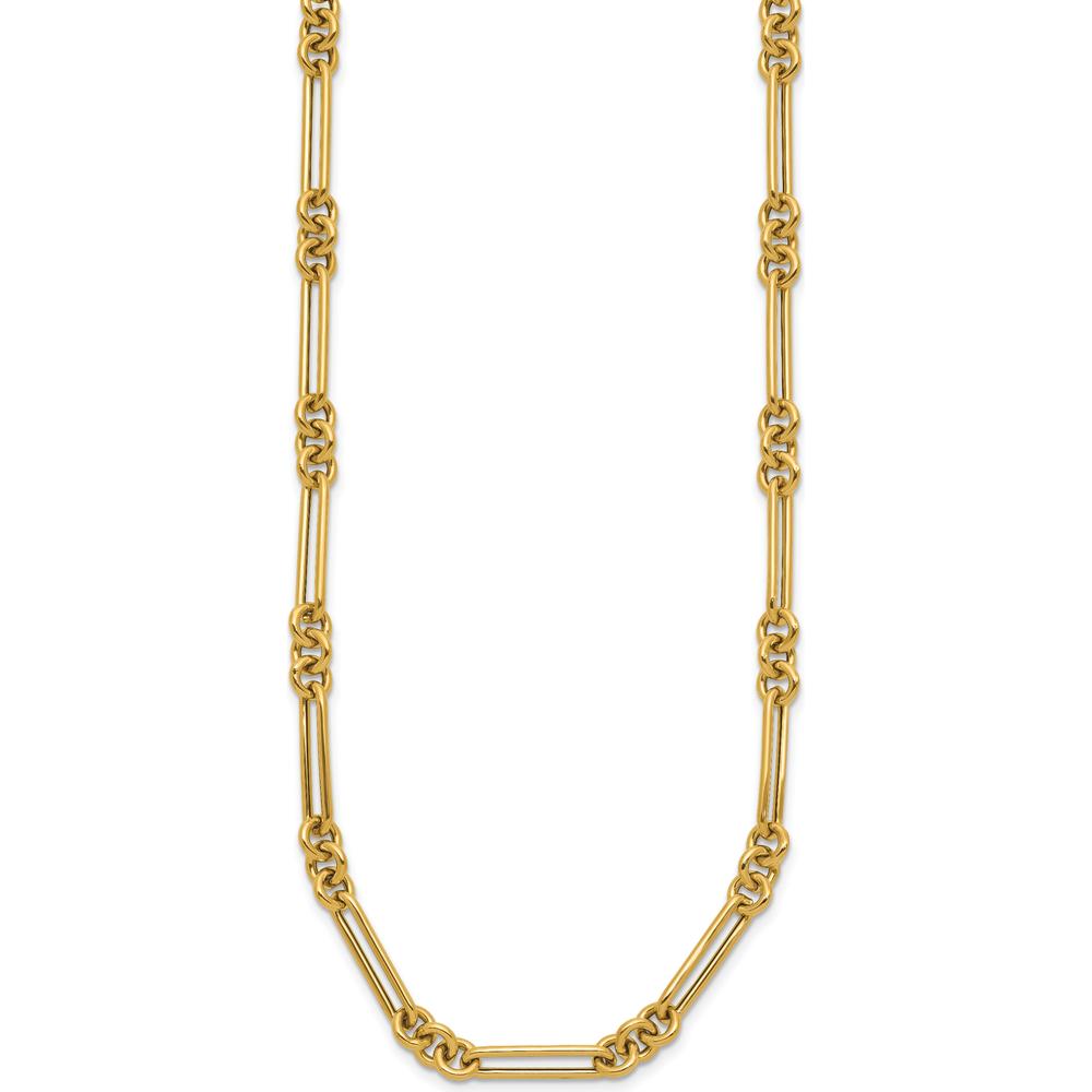 14K Yellow Gold Polished Fancy Figaro Link Necklace - 17.5" by 0