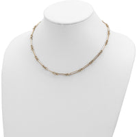 14K Yellow Gold Polished Fancy Figaro Link Necklace - 17.5" by 0