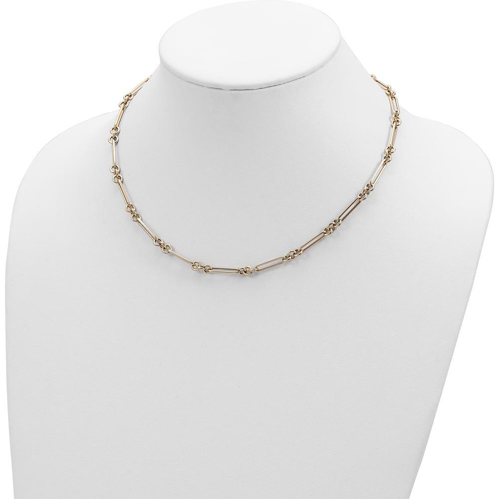 14K Yellow Gold Polished Fancy Figaro Link Necklace - 17.5" by 0