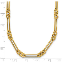 14K Yellow Gold Polished Fancy Figaro Link Necklace - 17.5" by 0