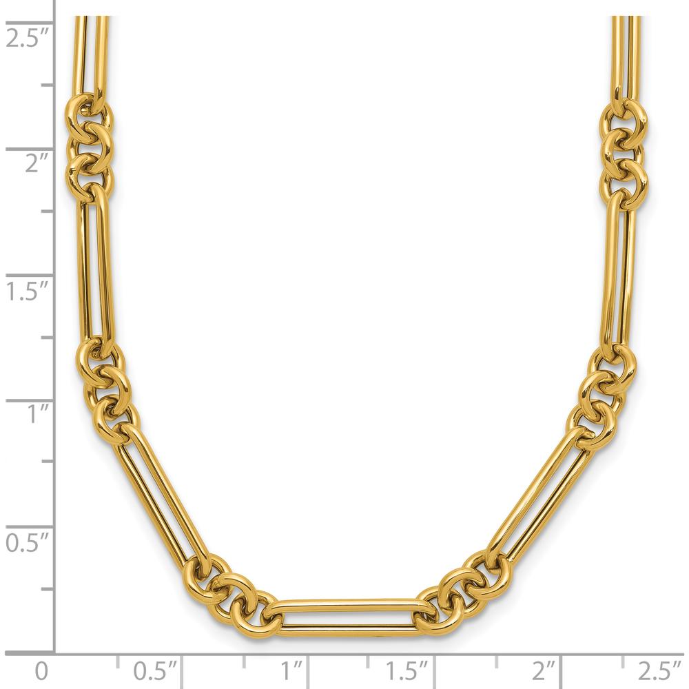 14K Yellow Gold Polished Fancy Figaro Link Necklace - 17.5" by 0
