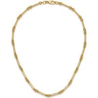 14K Yellow Gold Polished Fancy Figaro Link Necklace - 17.5" by 0