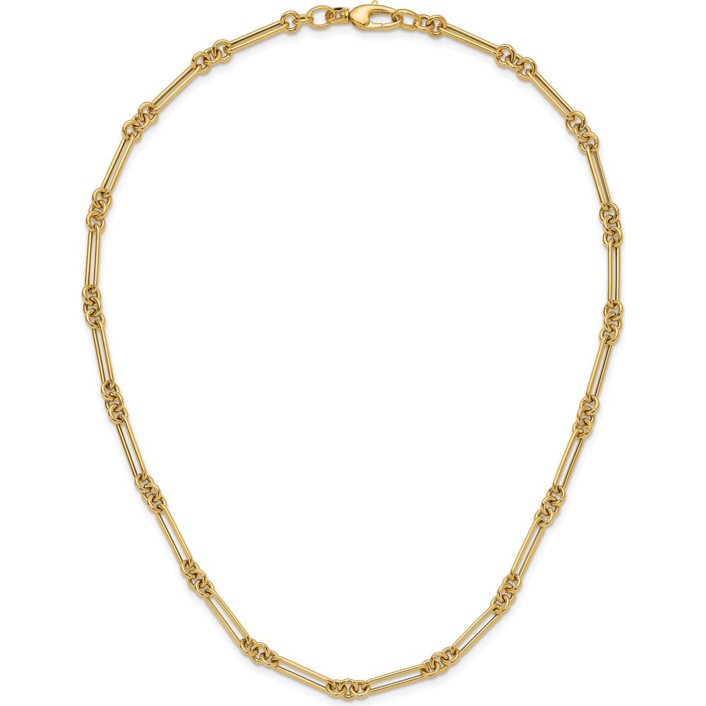 14K Yellow Gold Polished Fancy Figaro Link Necklace - 17.5" by 0