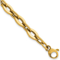 14K Yellow Gold Polished Fancy Flat Cable Link 7.5" Bracelet by 0