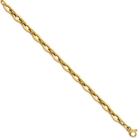 14K Yellow Gold Polished Fancy Flat Cable Link 7.5" Bracelet by 0