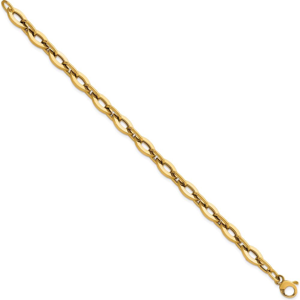 14K Yellow Gold Polished Fancy Flat Cable Link 7.5" Bracelet by 0