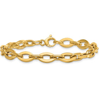 14K Yellow Gold Polished Fancy Flat Cable Link 7.5" Bracelet by 0