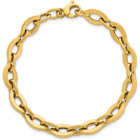 14K Yellow Gold Polished Fancy Flat Cable Link 7.5" Bracelet by 0