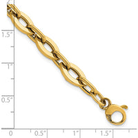 14K Yellow Gold Polished Fancy Flat Cable Link 7.5" Bracelet by 0