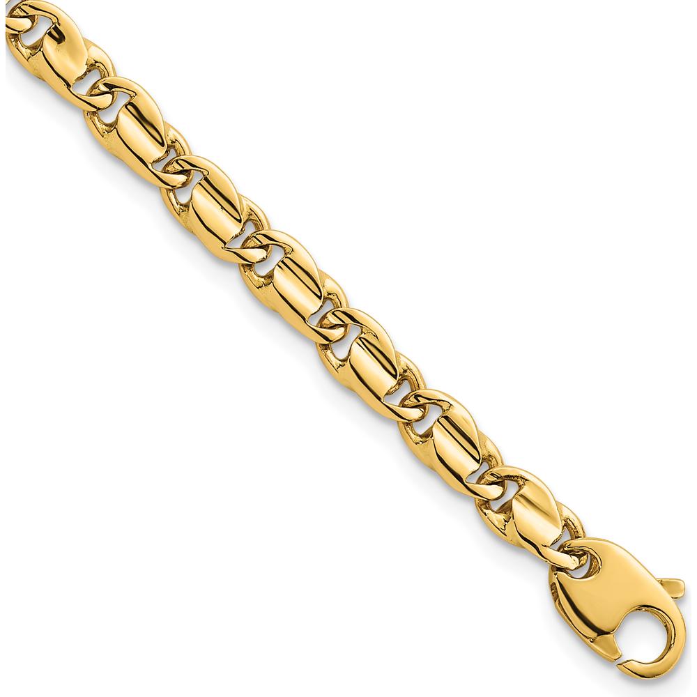 14K Yellow Gold Polished Fancy Flat Link 7.25" Bracelet - 4.5mm by 0