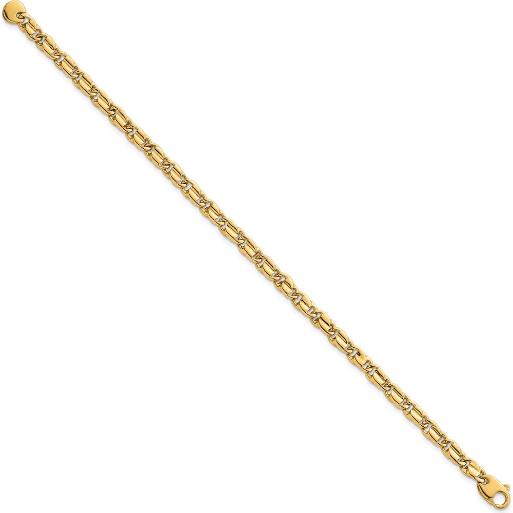 14K Yellow Gold Polished Fancy Flat Link 7.25" Bracelet - 4.5mm by 0
